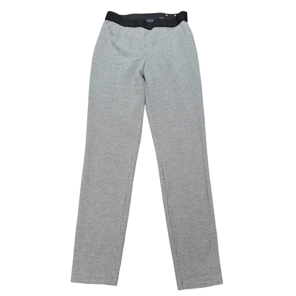 Talbots Soho Ankle Pants Women's Size 2 Black White Micro Houndstooth Pull On